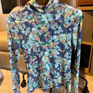 Maeve / Anthropologie sheer colorful long sleeve mock neck